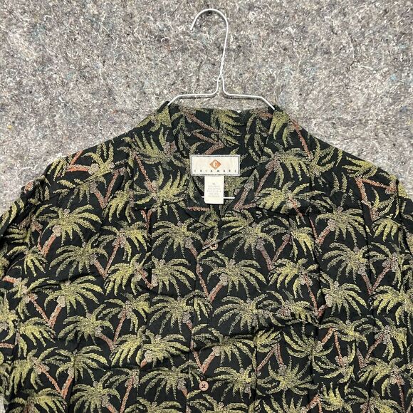 Chiamare Button Down Men XL Black Palm Trees Short Sleeve Hawaiian Tropical - Picture 2 of 9
